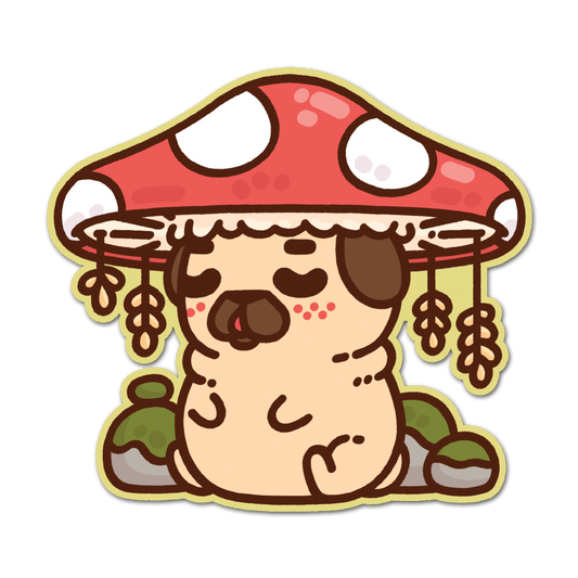 Sleepy Mushie Puglie Sticker