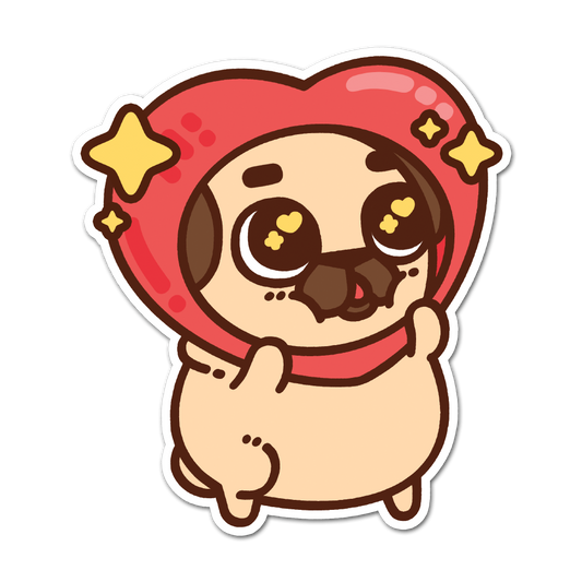 Sparkle Heart Puglie Sticker